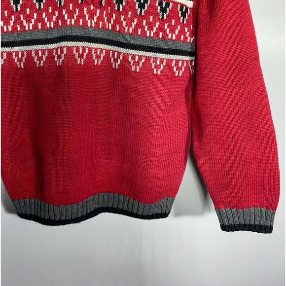 Calvin Klein Jeans Red Gray Striped Quarter-zip Pullover Knit Sweater size 4 - Picture 6 of 10